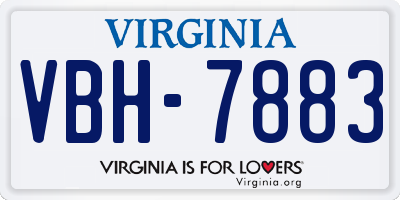 VA license plate VBH7883