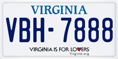 VA license plate VBH7888