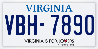 VA license plate VBH7890