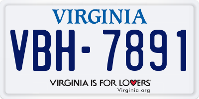 VA license plate VBH7891