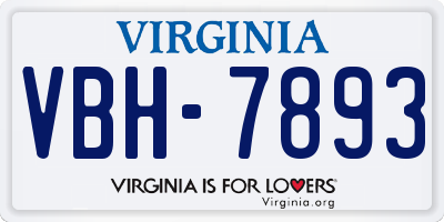 VA license plate VBH7893