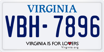 VA license plate VBH7896