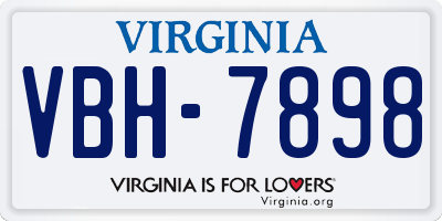VA license plate VBH7898