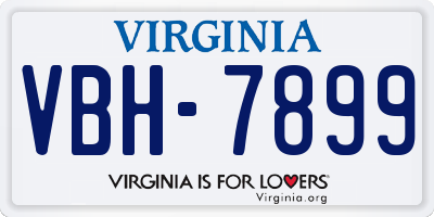 VA license plate VBH7899