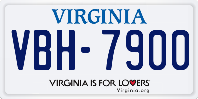VA license plate VBH7900
