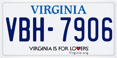 VA license plate VBH7906