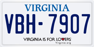 VA license plate VBH7907