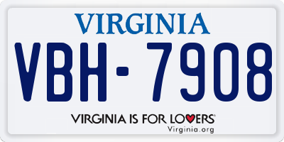 VA license plate VBH7908
