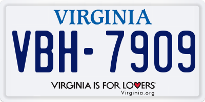 VA license plate VBH7909
