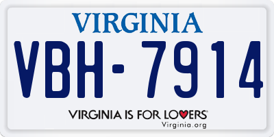 VA license plate VBH7914