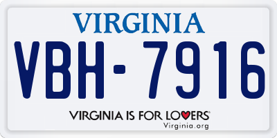 VA license plate VBH7916
