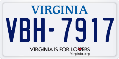 VA license plate VBH7917