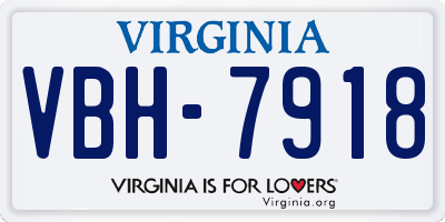 VA license plate VBH7918