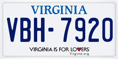 VA license plate VBH7920