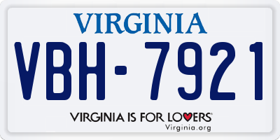 VA license plate VBH7921
