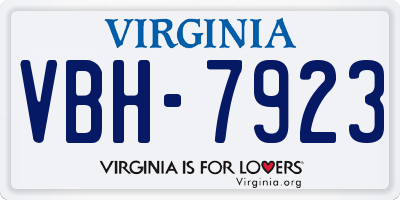 VA license plate VBH7923
