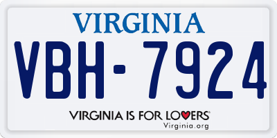 VA license plate VBH7924