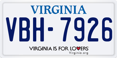 VA license plate VBH7926