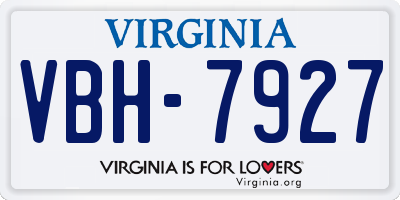 VA license plate VBH7927