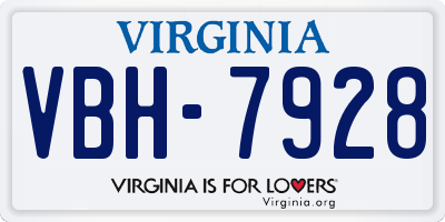 VA license plate VBH7928