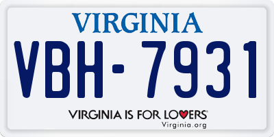VA license plate VBH7931