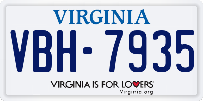 VA license plate VBH7935