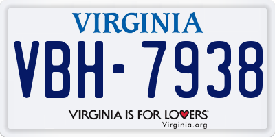 VA license plate VBH7938