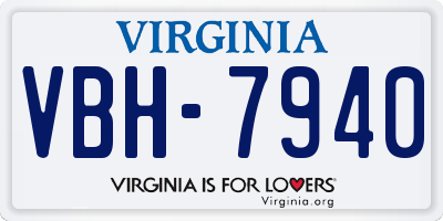 VA license plate VBH7940