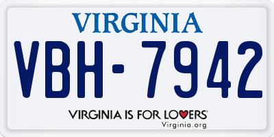 VA license plate VBH7942