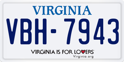 VA license plate VBH7943