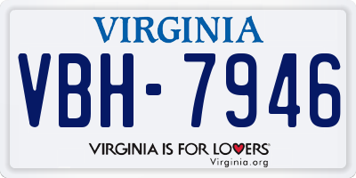 VA license plate VBH7946