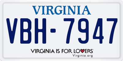 VA license plate VBH7947