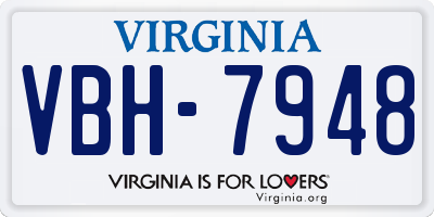 VA license plate VBH7948