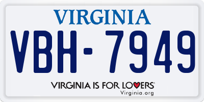 VA license plate VBH7949