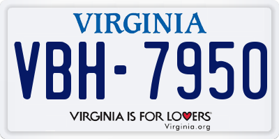 VA license plate VBH7950