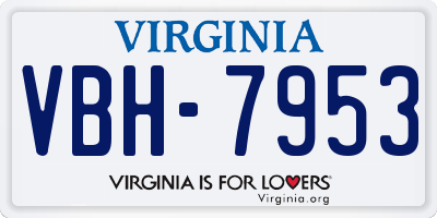 VA license plate VBH7953
