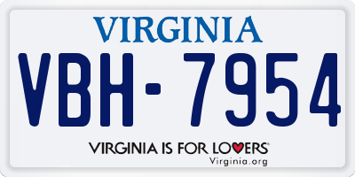 VA license plate VBH7954