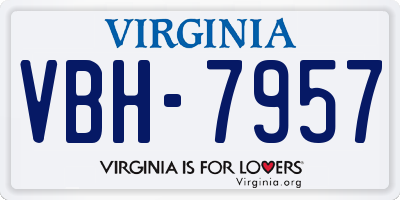 VA license plate VBH7957
