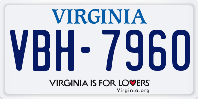 VA license plate VBH7960
