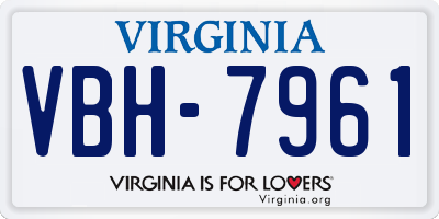 VA license plate VBH7961
