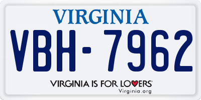 VA license plate VBH7962