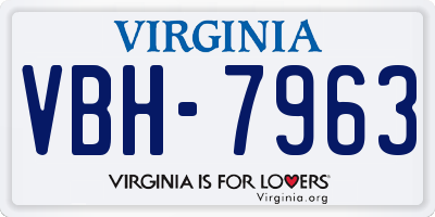 VA license plate VBH7963