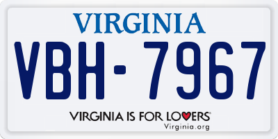 VA license plate VBH7967