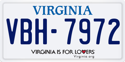 VA license plate VBH7972