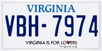VA license plate VBH7974