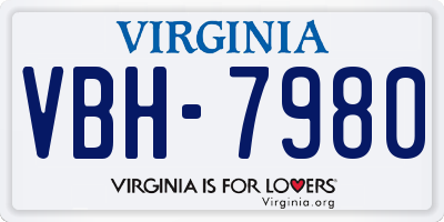 VA license plate VBH7980