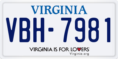 VA license plate VBH7981