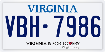 VA license plate VBH7986