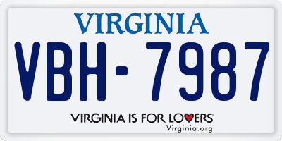 VA license plate VBH7987