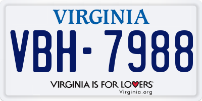VA license plate VBH7988